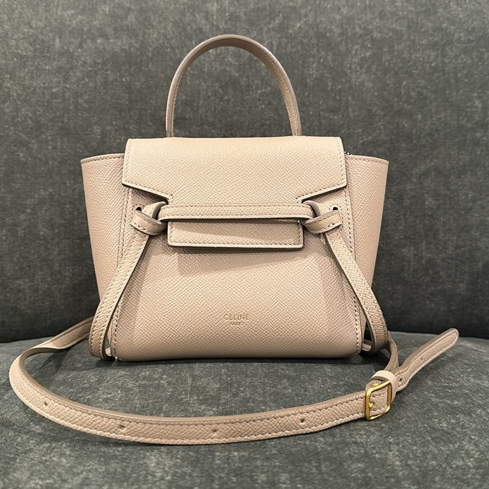 Celine Pico Belt Bag in Grained Calfskin (Light Taupe)